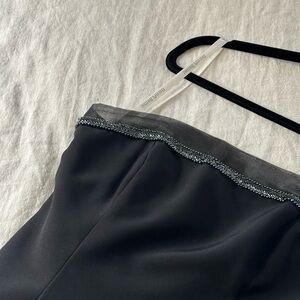 David's Bridal Black Strapless Evening Dress with Subtle Beaded Accents